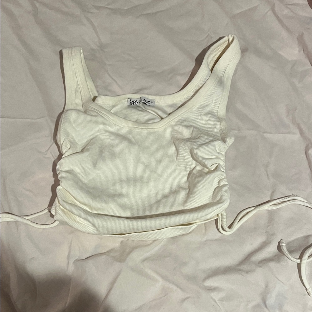 Zara Cream Ruched Crop Top